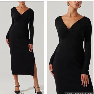 29. Astr the label $98 Twist Front Long Sleeve Sweater Dress in black